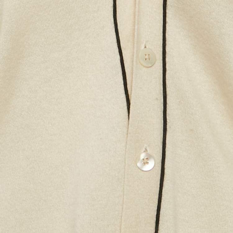 Pre Owned S'Max Mara Cream Silk Blend Button Front Cardigan S