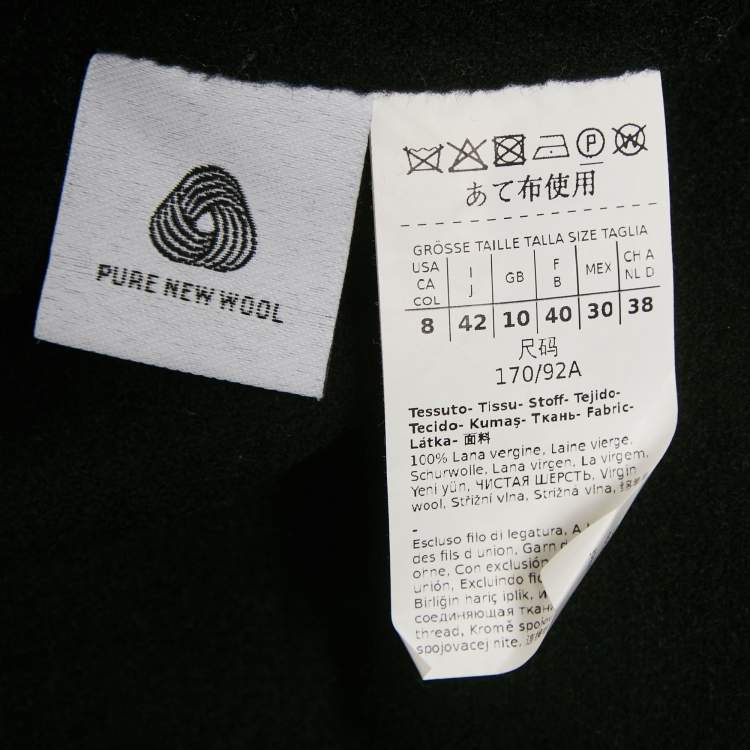 Pre Owned S'Max Mara Black Felt Hooded Open Front Cardigan M