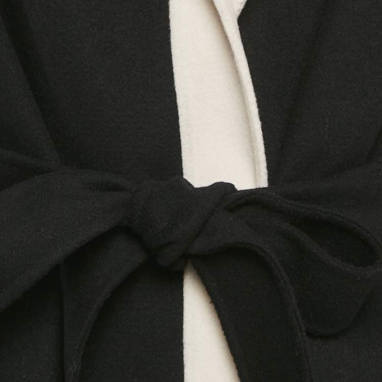 Pre Owned S'Max Mara Black Felt Hooded Open Front Cardigan M