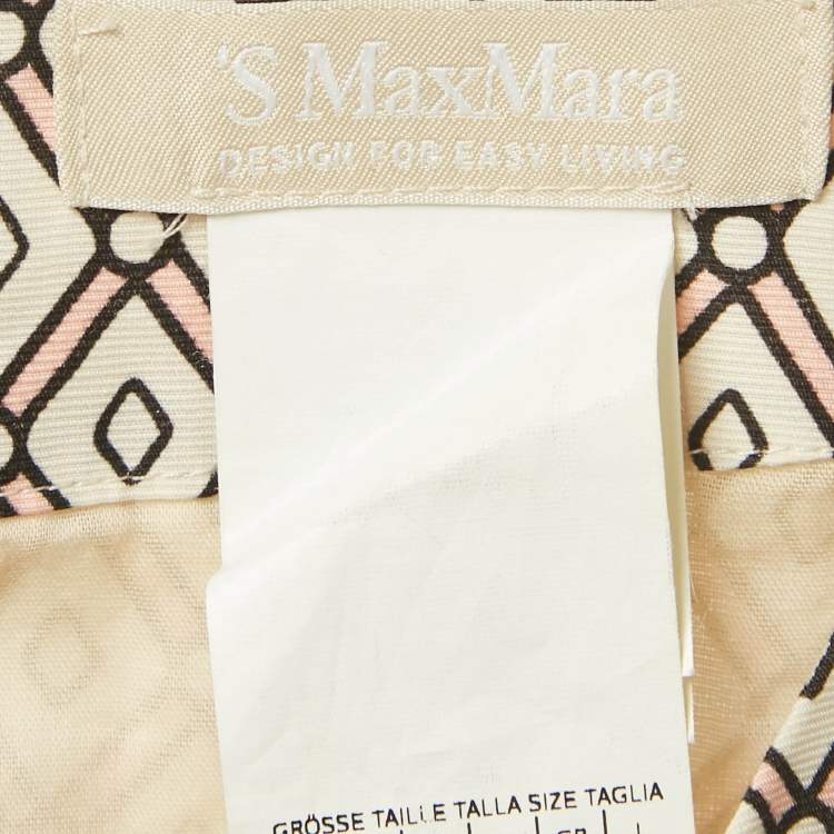 مملوكة مسبقًا S'Max Mara Cream Printed Cotton Sleeveless Shift Dress L