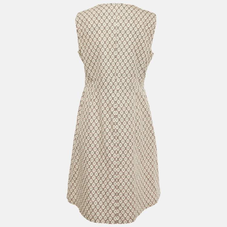 مملوكة مسبقًا S'Max Mara Cream Printed Cotton Sleeveless Shift Dress L