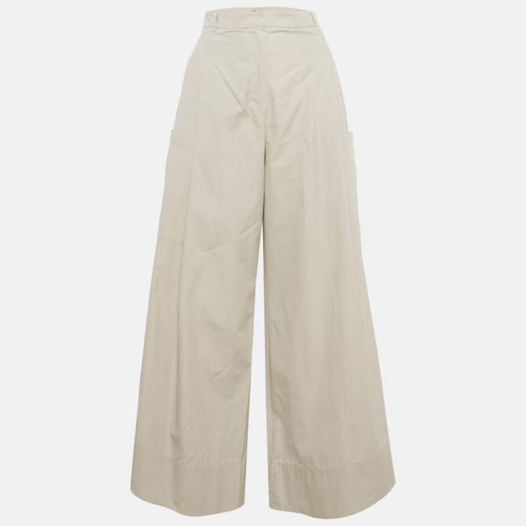 مملوكة مسبقًا S'Max Mara Grey Cotton Wide-Leg Trousers M