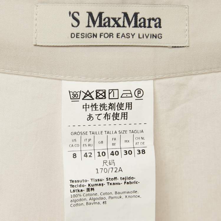 مملوكة مسبقًا S'Max Mara Grey Cotton Wide-Leg Trousers M