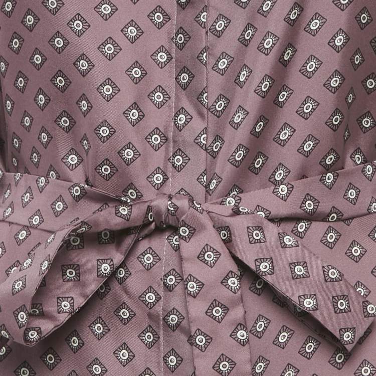 Pre Owned S'Max Mara Mauve Printed Silk Midi Dress L