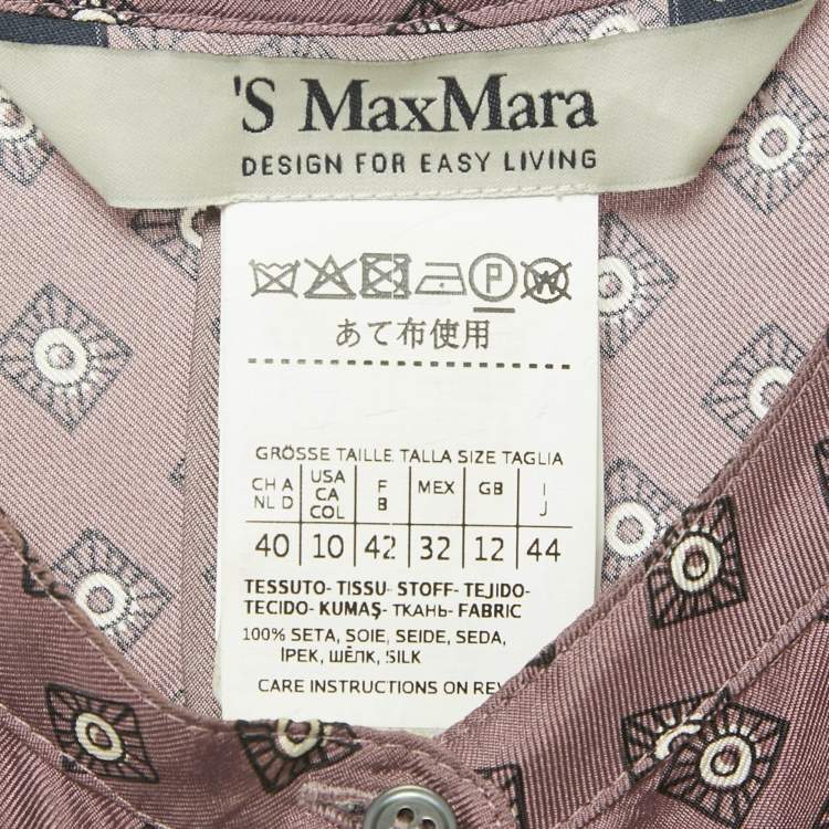 Pre Owned S'Max Mara Mauve Printed Silk Midi Dress L