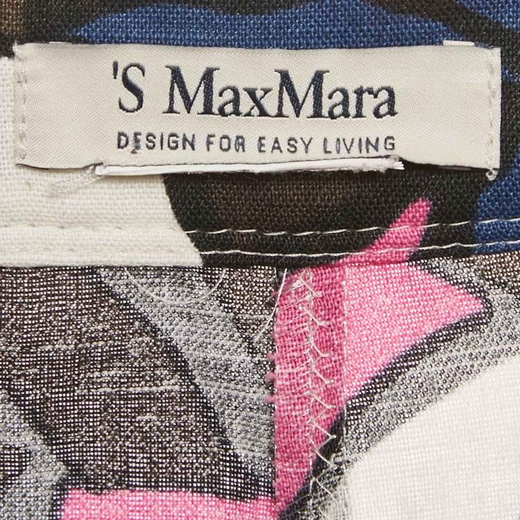 Pre Owned S'Max Mara Pink Printed Cotton Midi Skirt M