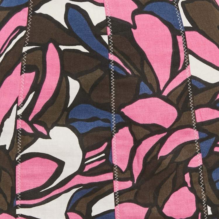 Pre Owned S'Max Mara Pink Printed Cotton Midi Skirt M