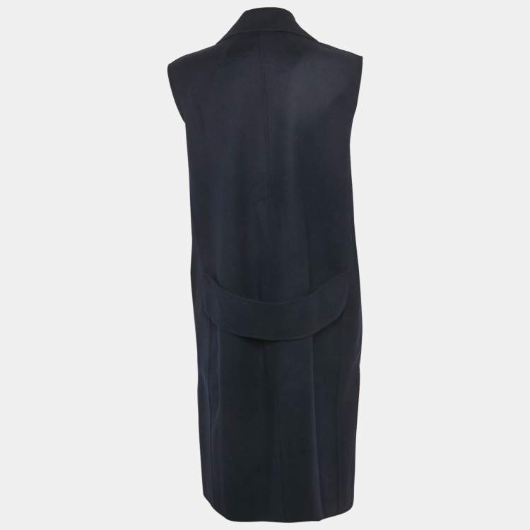 Pre Owned S'Max Mara Navy Blue Double Breasted Sleeveless Coat S