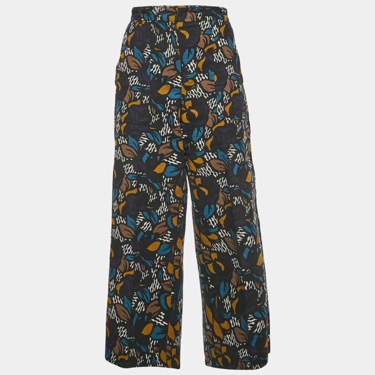 مملوكة مسبقًا S'Max Mara Multicolour Cotton Blend Wide Leg Trousers M/Waist 32"
