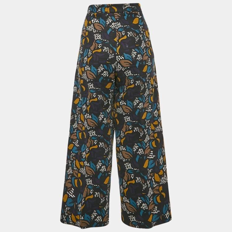 مملوكة مسبقًا S'Max Mara Multicolour Cotton Blend Wide Leg Trousers M/Waist 32"