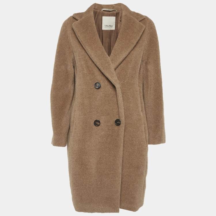 مملوكة مسبقًا S'Max Mara Brown Textured Wool Double Breasted Coat XS