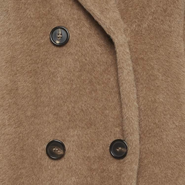 مملوكة مسبقًا S'Max Mara Brown Textured Wool Double Breasted Coat XS