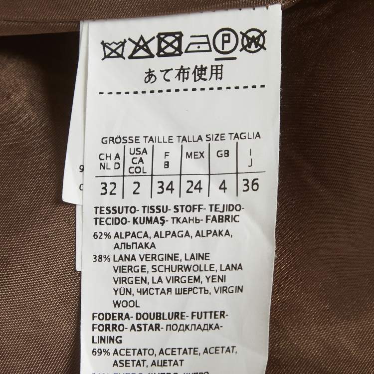 مملوكة مسبقًا S'Max Mara Brown Textured Wool Double Breasted Coat XS