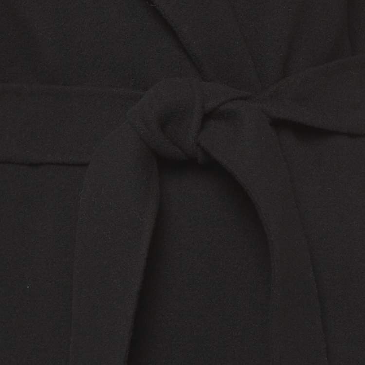 Pre Owned S'Max Mara Black Wool Felt Belted Coat M