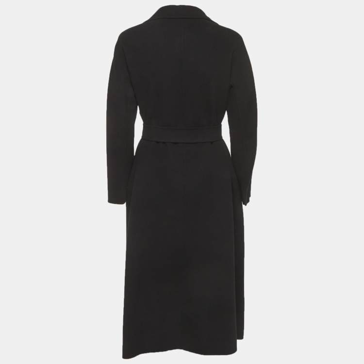 Pre Owned S'Max Mara Black Wool Felt Belted Coat M