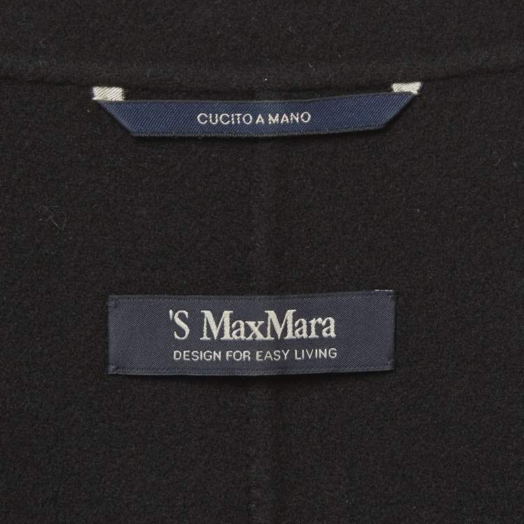 Pre Owned S'Max Mara Black Wool Felt Belted Coat M