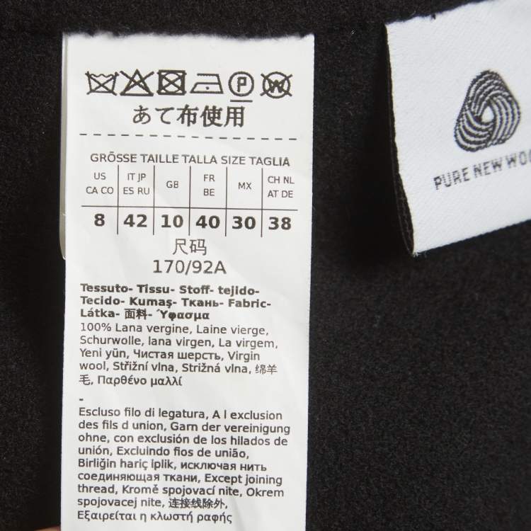 Pre Owned S'Max Mara Black Wool Felt Belted Coat M