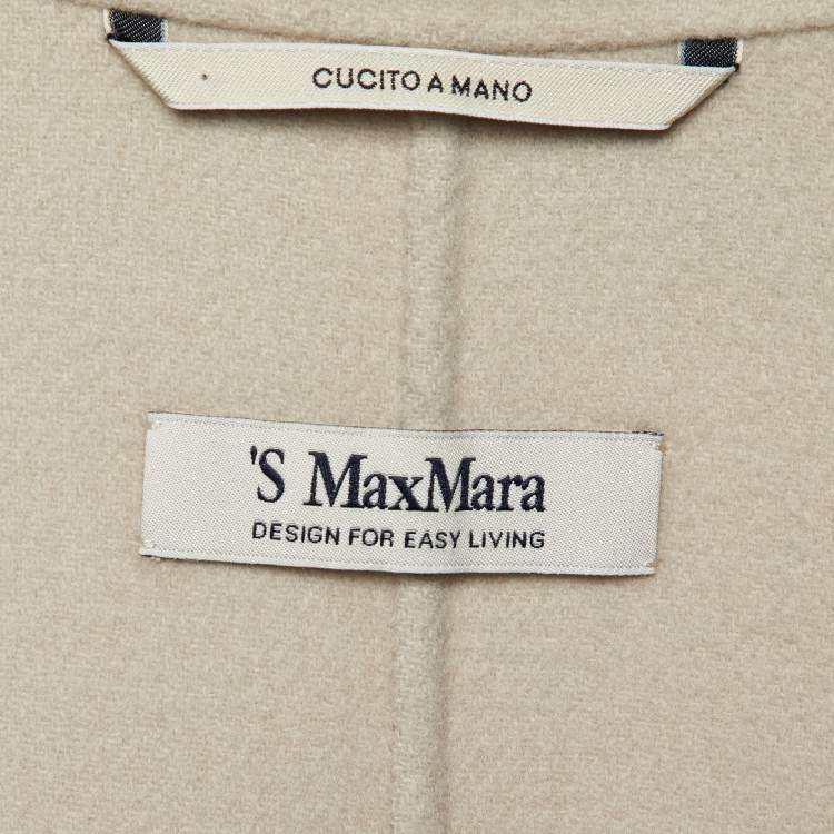 Pre Owned S'Max Mara Ecru Wool Belted Long Coat M