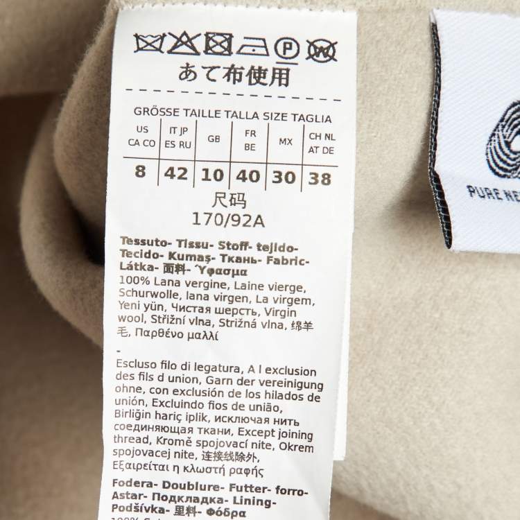 Pre Owned S'Max Mara Ecru Wool Belted Long Coat M