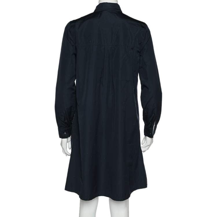 مملوكة مسبقًا S'Max Mara Navy Blue Cotton Pleated Shirt Dress M