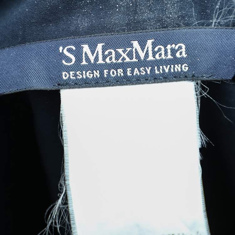 مملوكة مسبقًا S'Max Mara Navy Blue Cotton Pleated Shirt Dress M