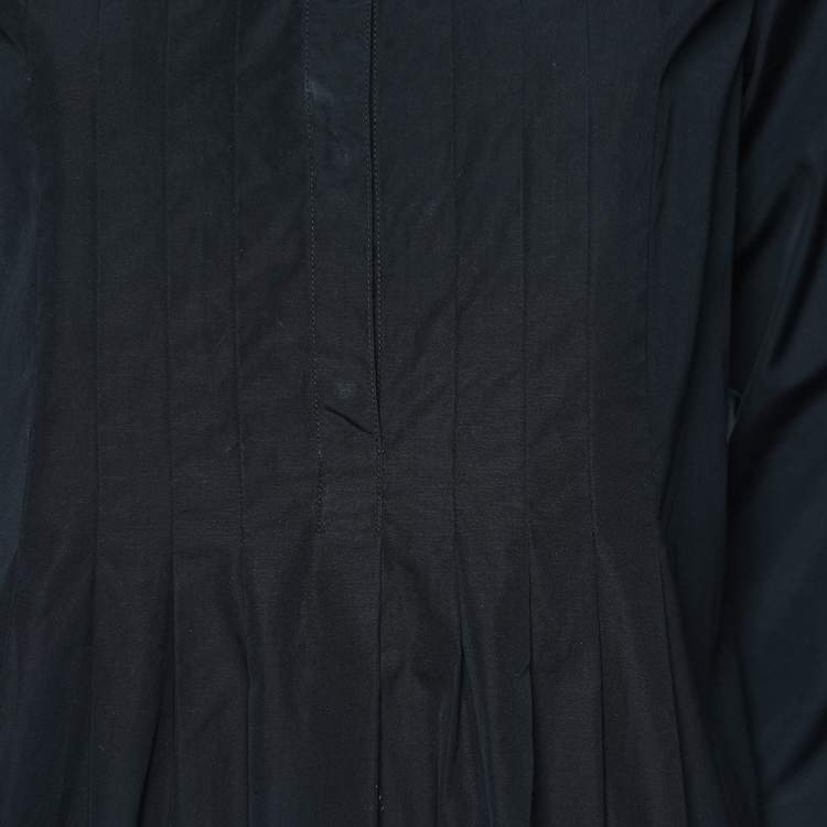 مملوكة مسبقًا S'Max Mara Navy Blue Cotton Pleated Shirt Dress M