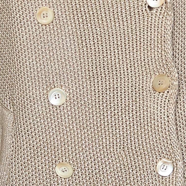 Pre Owned S'Max Mara Cream Linen Knit Double Breasted Blazer M