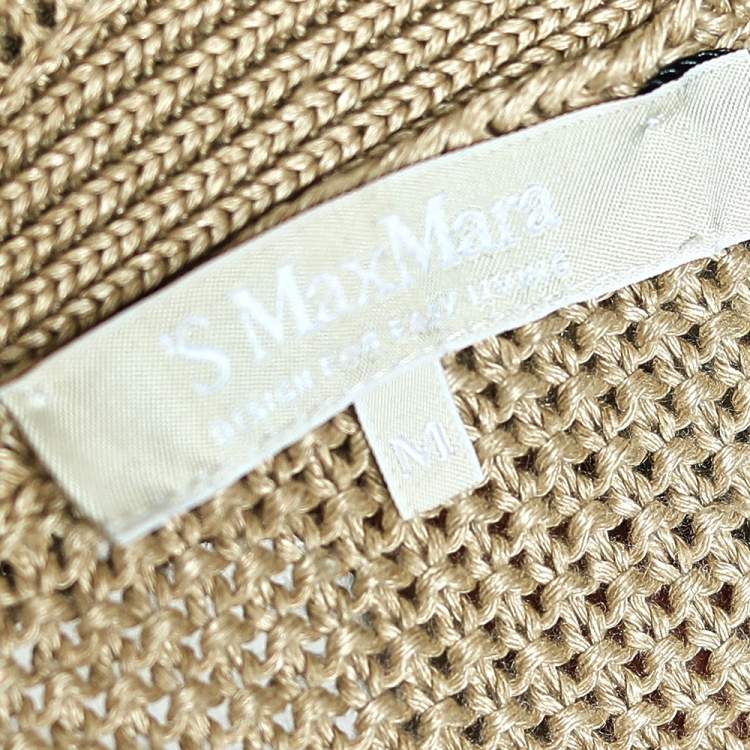 Pre Owned S'Max Mara Cream Linen Knit Double Breasted Blazer M