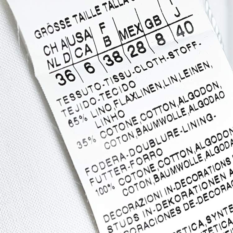 Pre Owned 'S Max Mara White Linen & Cotton Sleeveless Shift Dress S