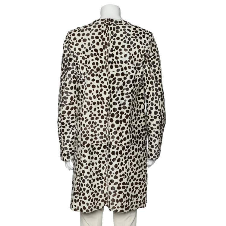 مملوكة مسبقًا S'Max Mara Brown Animal Printed Fur Button Front Coat M