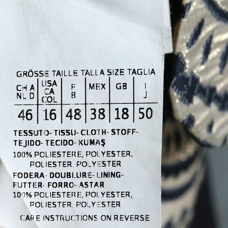 Pre Owned S'Max Mara Gold & Black Brocade Button Front Coat XL