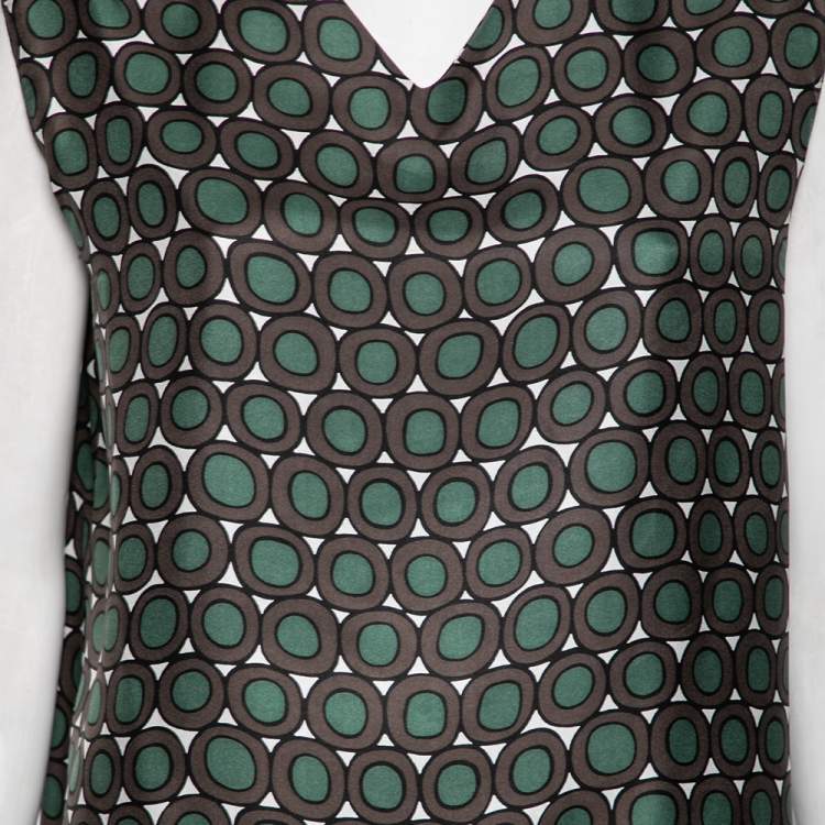 Pre Owned S'Max Mara Pink & Grey Printed Silk Sleeveless Top M