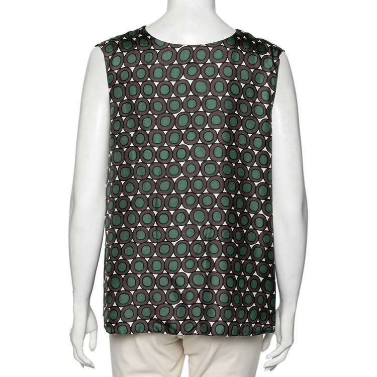 Pre Owned S'Max Mara Pink & Grey Printed Silk Sleeveless Top M