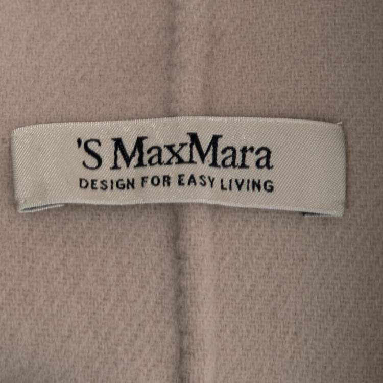 Pre Owned S'Max Mara Ecru Wool Open Front Belted Coat XS