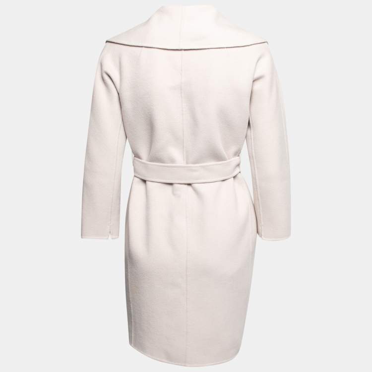 Pre Owned S'Max Mara Ecru Wool Open Front Belted Coat XS