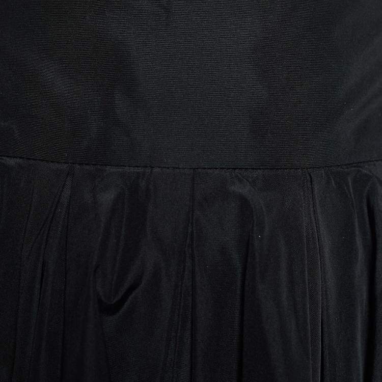 Pre Owned S'Max Mara Black Synthetic Zip Detail Skirt L