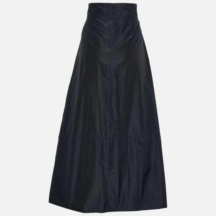 Pre Owned S'Max Mara Black Synthetic Zip Detail Skirt L