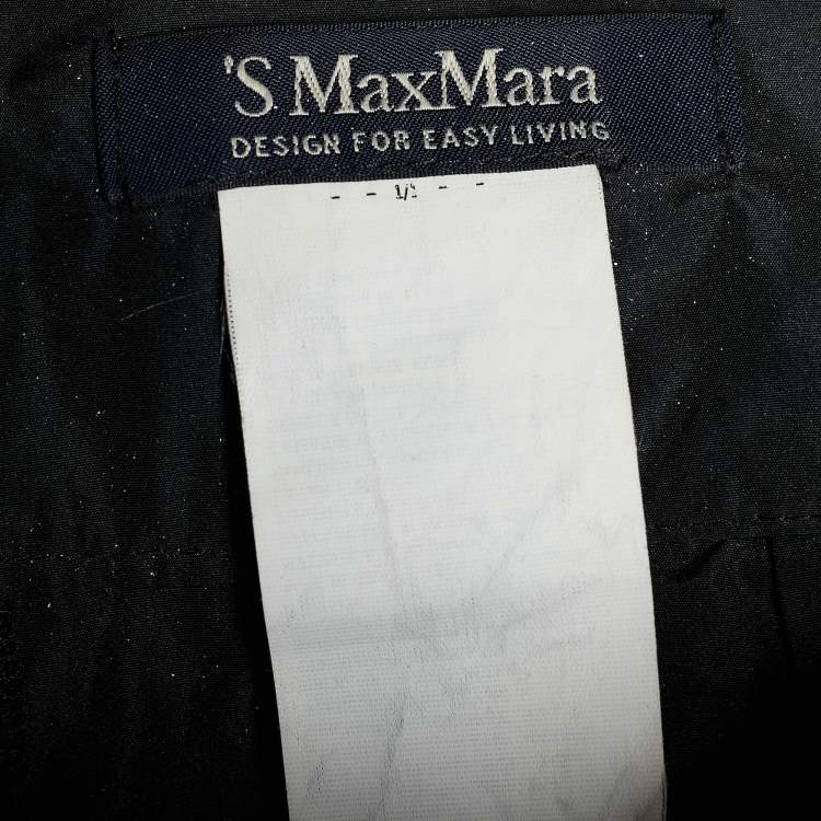 Pre Owned S'Max Mara Black Synthetic Zip Detail Skirt L
