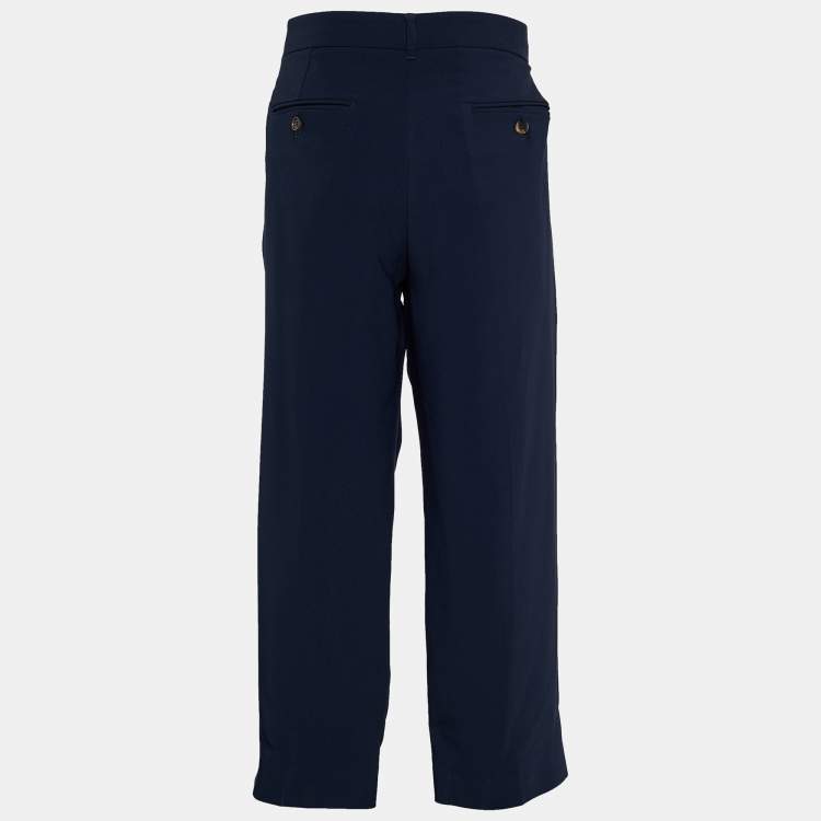 Pre Owned S' Max Mara Dark Blue Regular Fit Trousers M