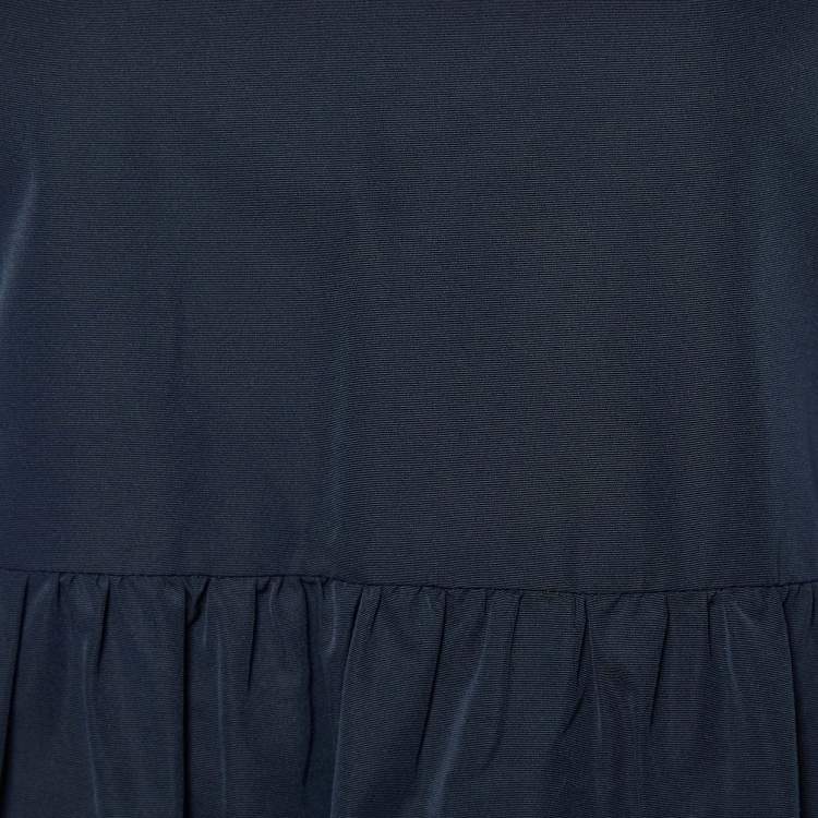 Pre Owned S'Max Mara Dark Blue Cotton Blend Midi Dress M