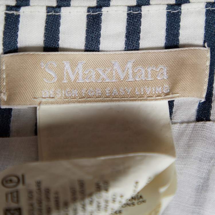 Pre Owned S'Max Mara Blue and White Striped Sleeveless Maxi Dress XL