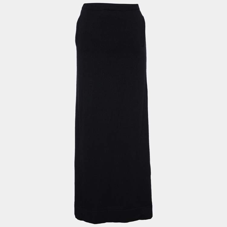 Pre Owned S'Max Mara Black Cashmere & Wool Maxi Skirt M