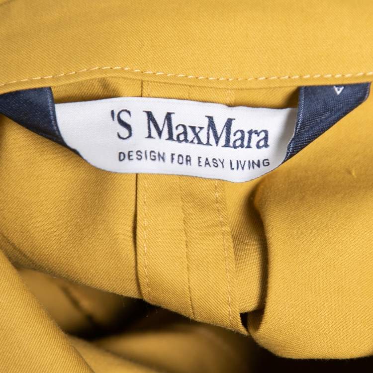 Pre Owned S'Max Mara Mustard Yellow Stretch Cotton Midi Shirt Dress S