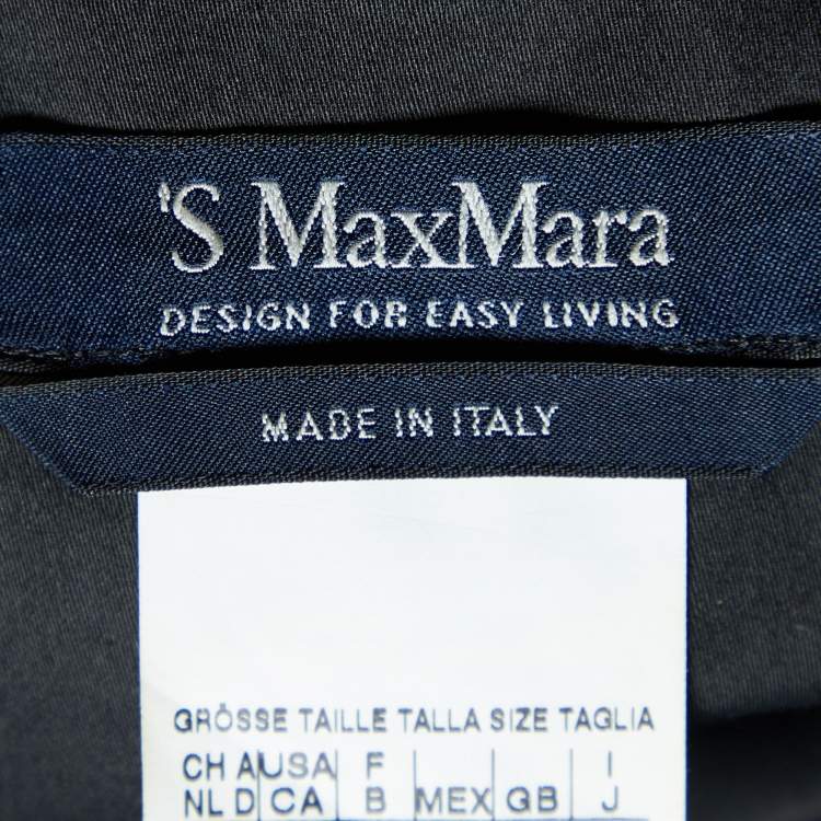 مملوكة مسبقًا S'Max Mara Black Cotton & Plisse Midi Dress M