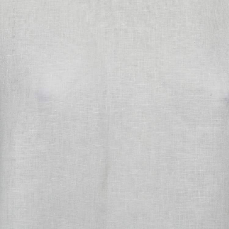 Pre Owned S'Max Mara White Linen Fringed Short Dress L