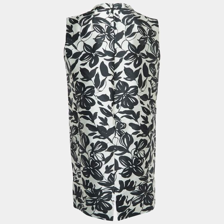 Pre Owned S'Max Mara Black/White Floral Jacquard Sleeveless Midi Dress 2XL