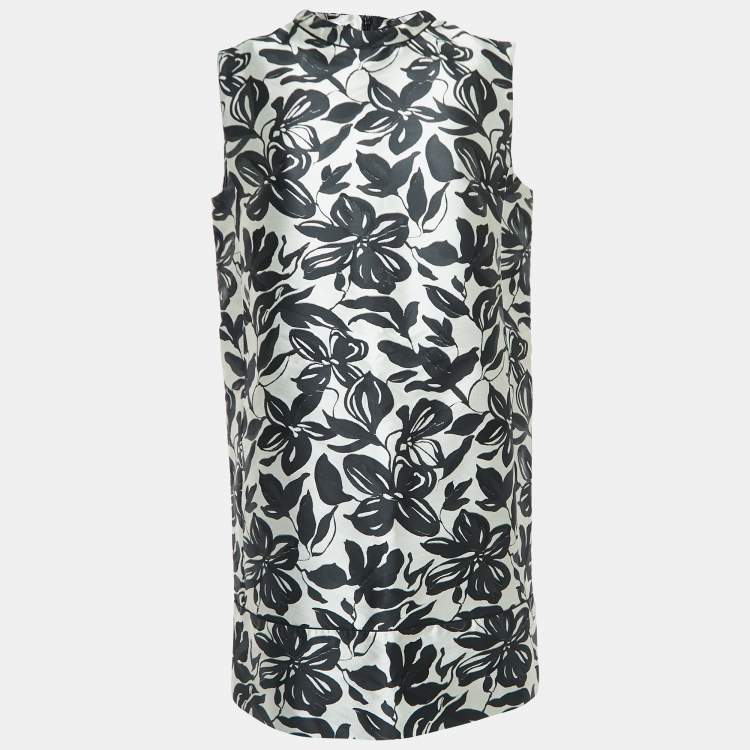 Pre Owned S'Max Mara Black/White Floral Jacquard Sleeveless Midi Dress 2XL
