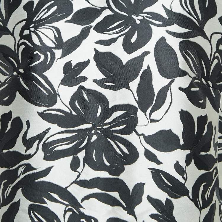Pre Owned S'Max Mara Black/White Floral Jacquard Sleeveless Midi Dress 2XL