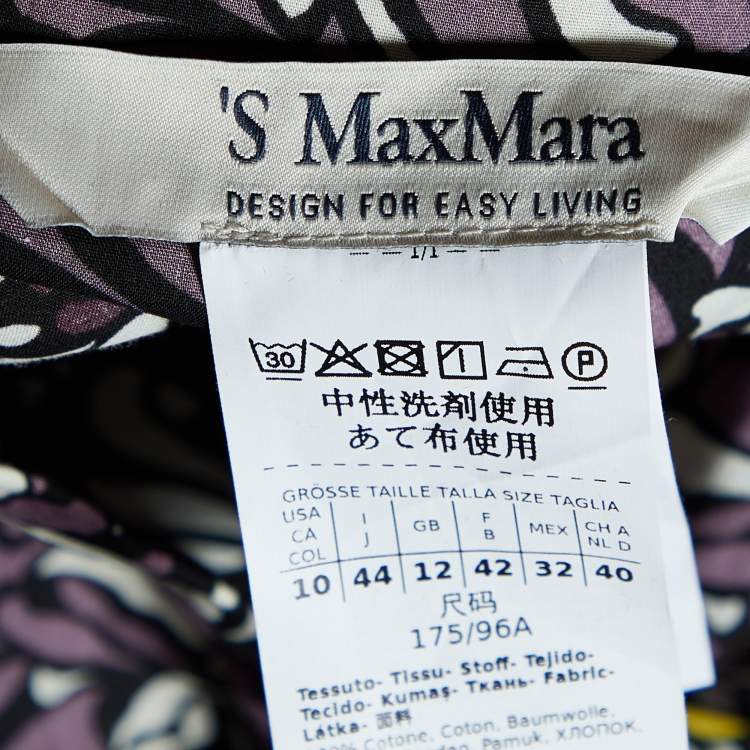 Pre Owned S'Max Mara Purple Floral Printed Cotton Mini Dress L