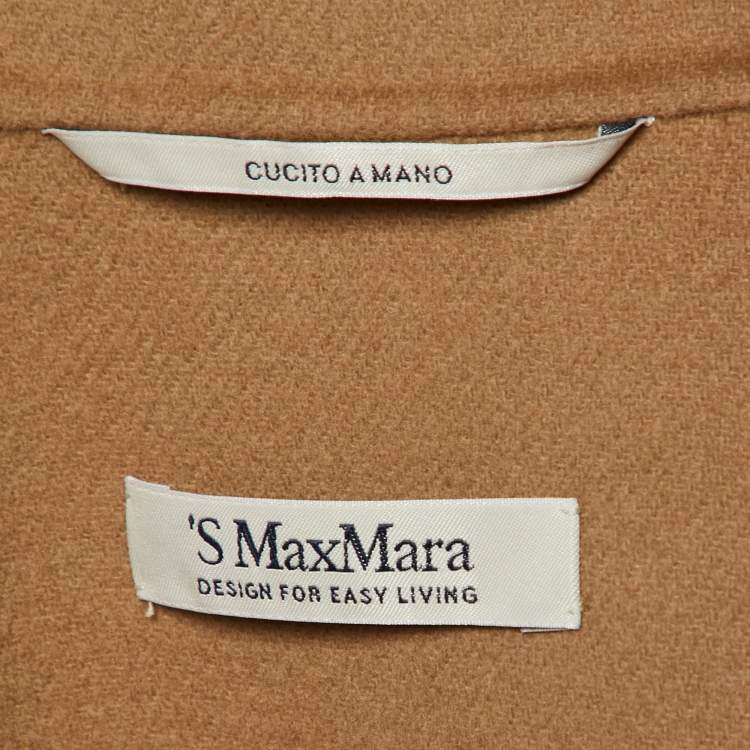 Pre Owned S'Max Mara Camel Brown Wool Double Breasted Coat S